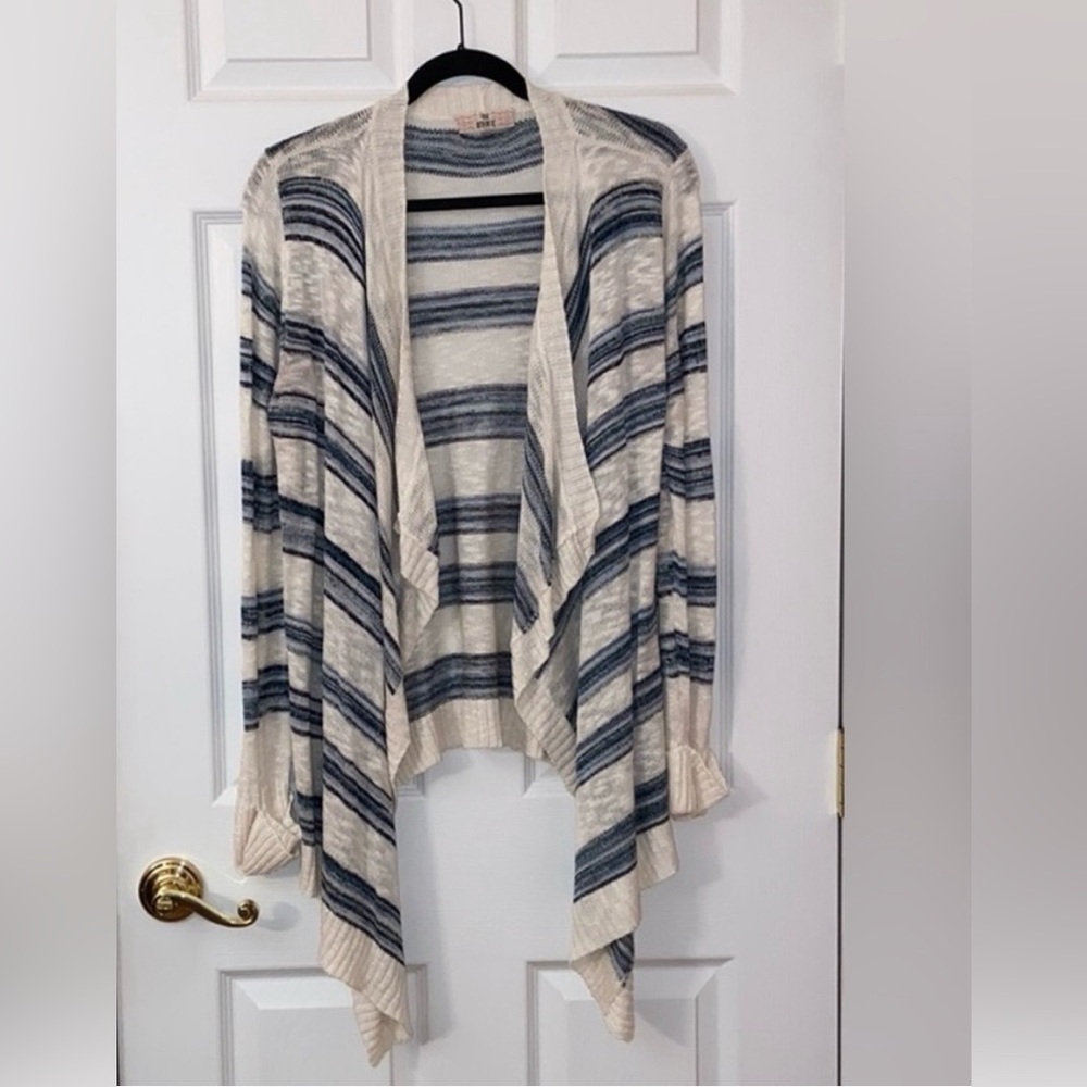 Pink Republic - Striped Open Front Cardigan - L